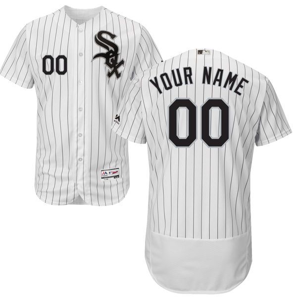 Men Chicago White Sox Majestic Home White Black Flex Base Authentic Collection Custom MLB Jersey->customized mlb jersey->Custom Jersey